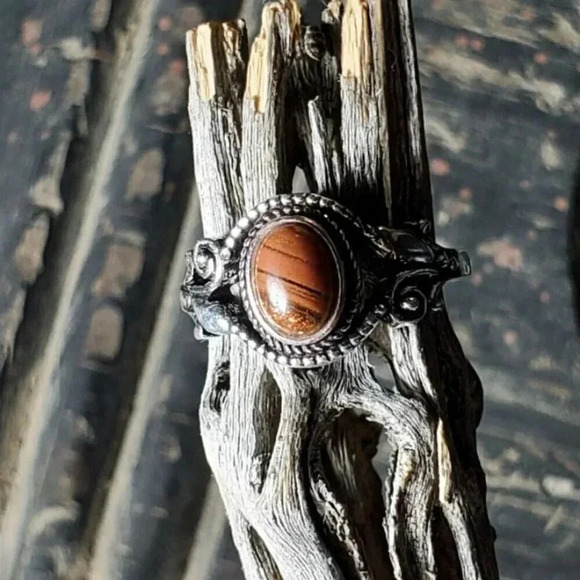 Artisan India Mahogany Obsidian 925 Sterling Silver Plated Gemstone Ring Sz 6.75 - Picture 3 of 9
